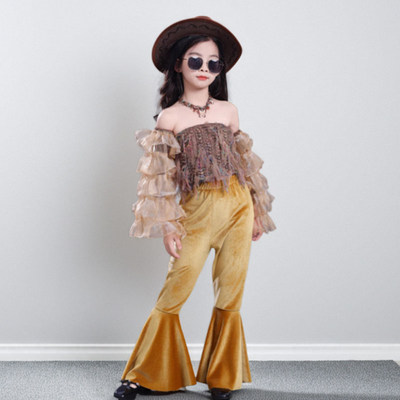 女童复古港风喇叭裤8090年代儿童T台走秀牛仔风车模大赛演出服潮6