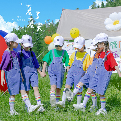 六一儿童合唱演出服幼儿园毕业服装班服背带裤舞蹈少儿啦啦队表演