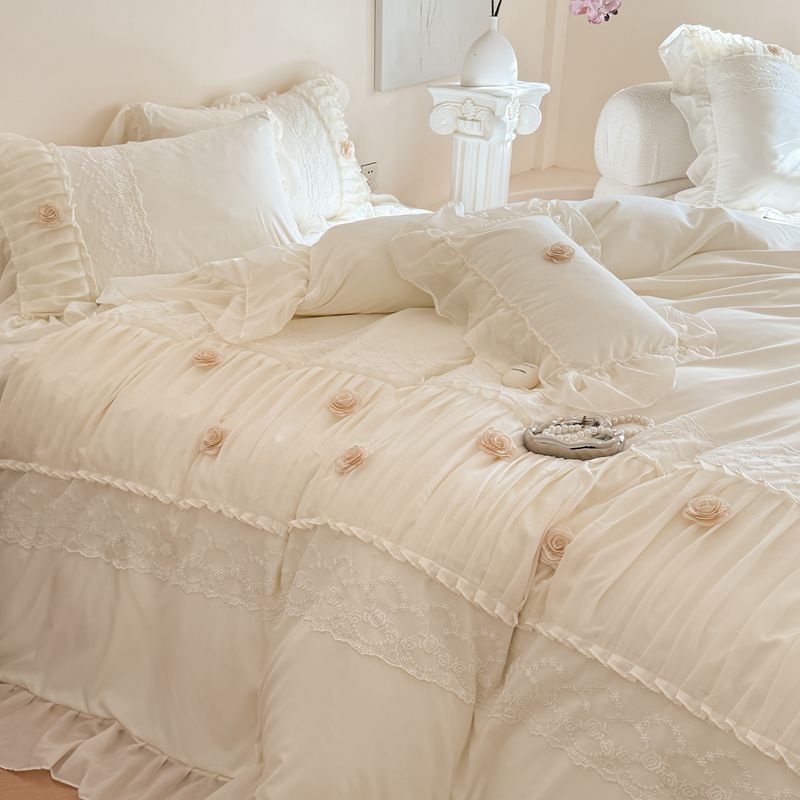 法式公主风花田里家用床上用品四件套床盖款学生宿舍四件套床单款