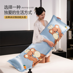 可水洗冰丝双人枕套凉爽情侣枕头套枕芯套家用床品长枕罩 2025新款