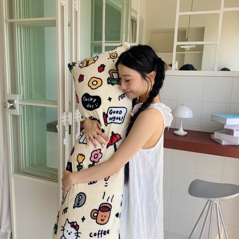 ins牛奶绒印花长抱枕40x115cm