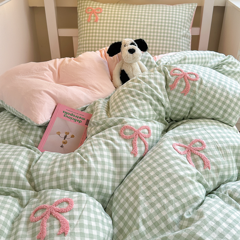 ins云朵棉床上用品四件套学生宿舍家用床单被套非全棉纯棉三件套