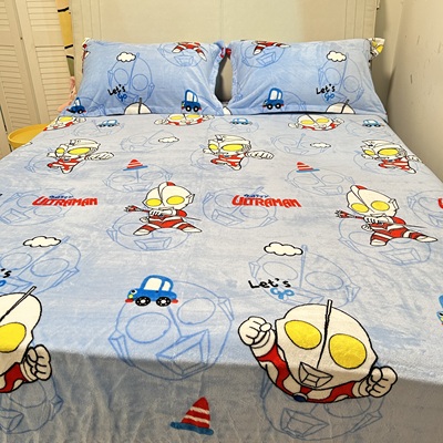 儿童牛奶绒床单单件奥特曼冬季加绒加厚珊瑚绒学生宿舍单人被单男