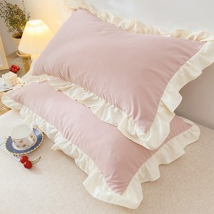 家用ins网红花边枕头套单个单人儿童枕芯内胆套 水洗棉枕套一对装