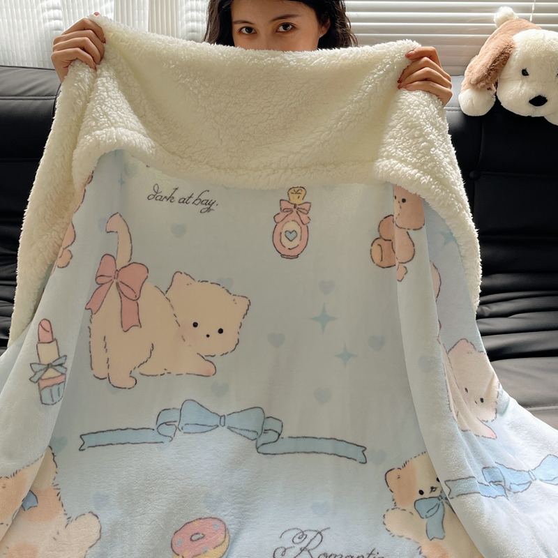 2025秋冬新款多功能加厚牛奶绒羊羔绒多功能毛毯空调毯子可爱儿童