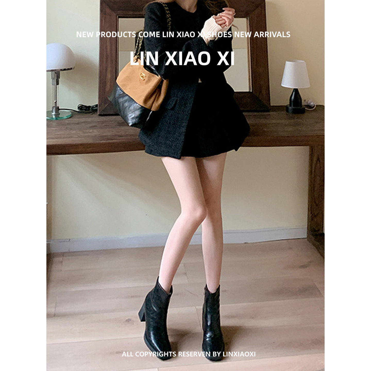 真皮内增高显瘦女短靴黑色秋冬