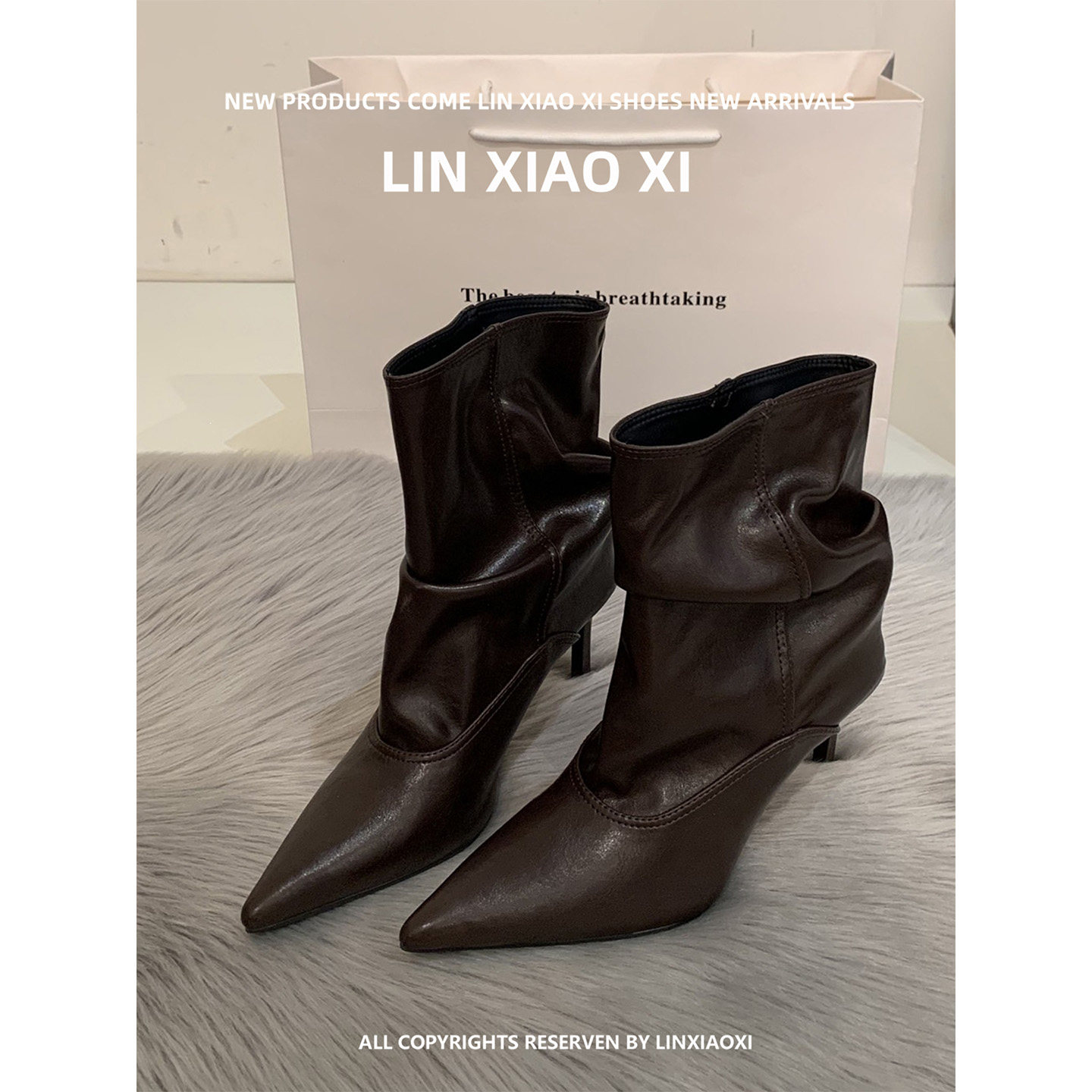 法式尖头细跟显瘦百搭短靴