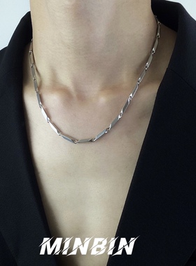 菱形竹节链项链男潮牌 钛钢不掉色 ins简约街头女锁骨链男士百搭