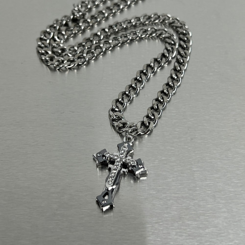 古巴链十字架项链暗黑风