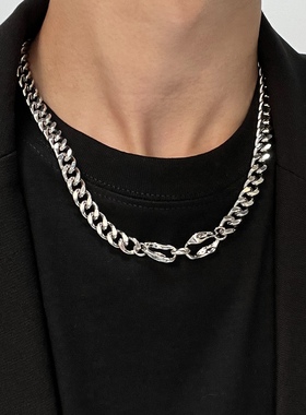 双环相扣古巴链项链潮牌