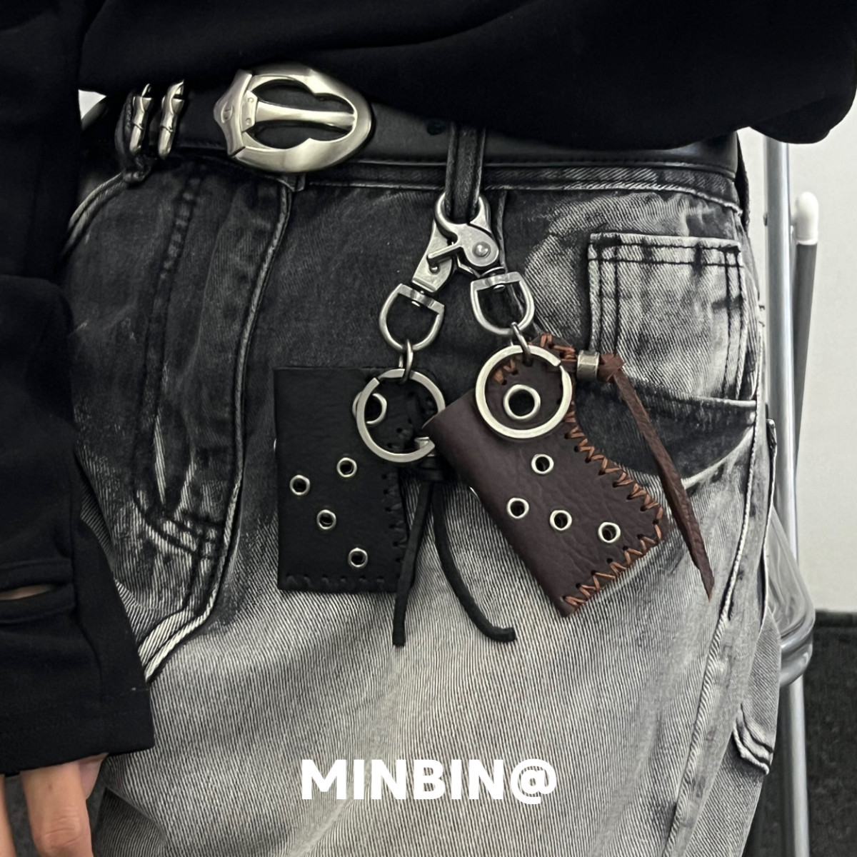 朋克复古皮套钥匙扣挂件包包挂饰火机套口红套小众牛仔裤腰链裤链