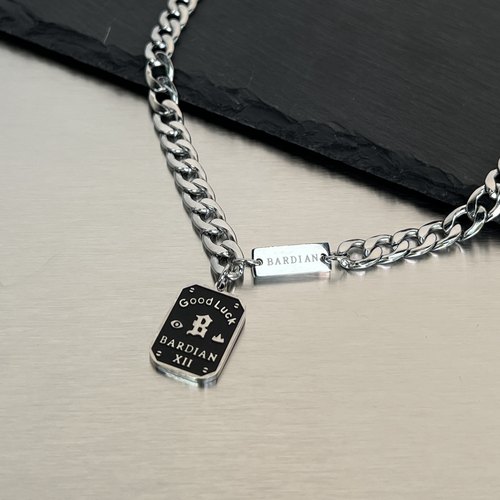 好运铭牌钛钢项链嘻哈