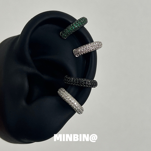 简约C形镶钻耳骨夹高级感复古欧美时髦小众嘻哈男女同款情侣耳饰