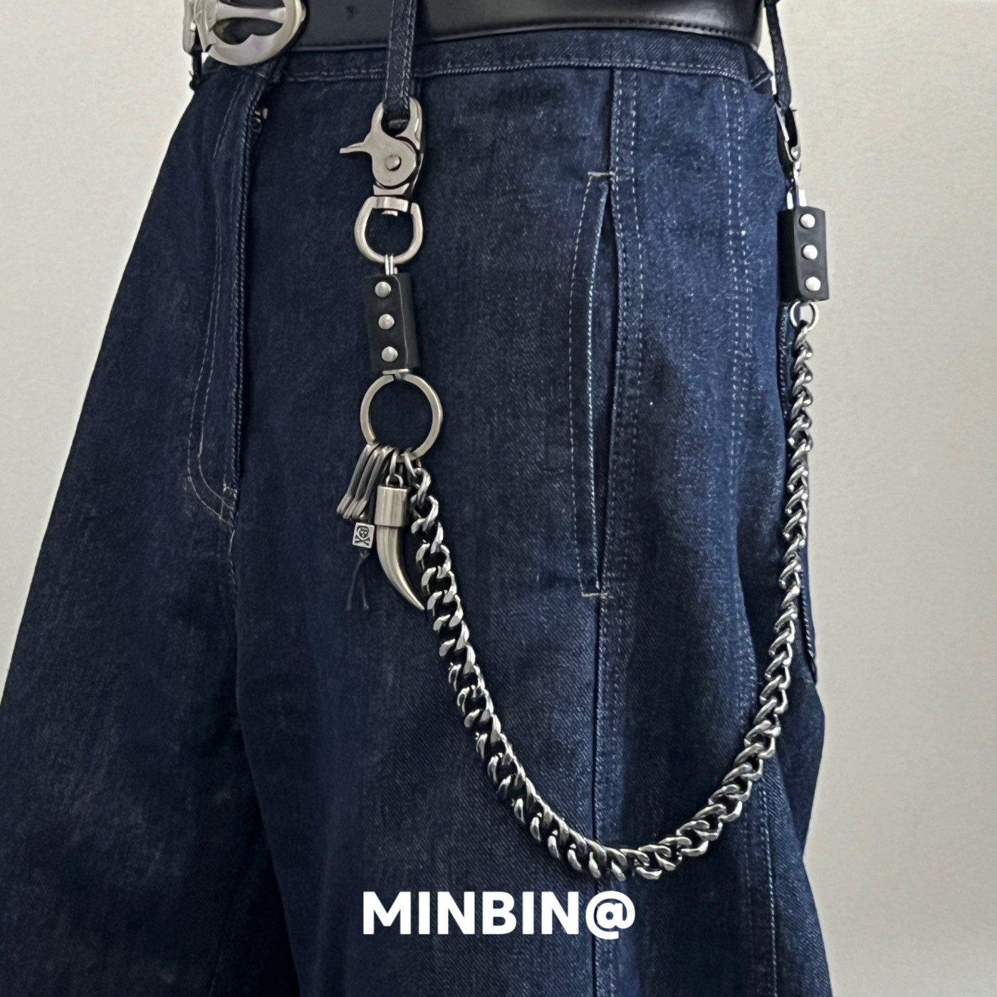 街头潮牌暗黑骷髅狼牙裤链牛仔裤挂饰朋克风金属链条腰链挂件配饰