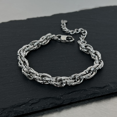 麻花菱形钛钢手链ins潮牌