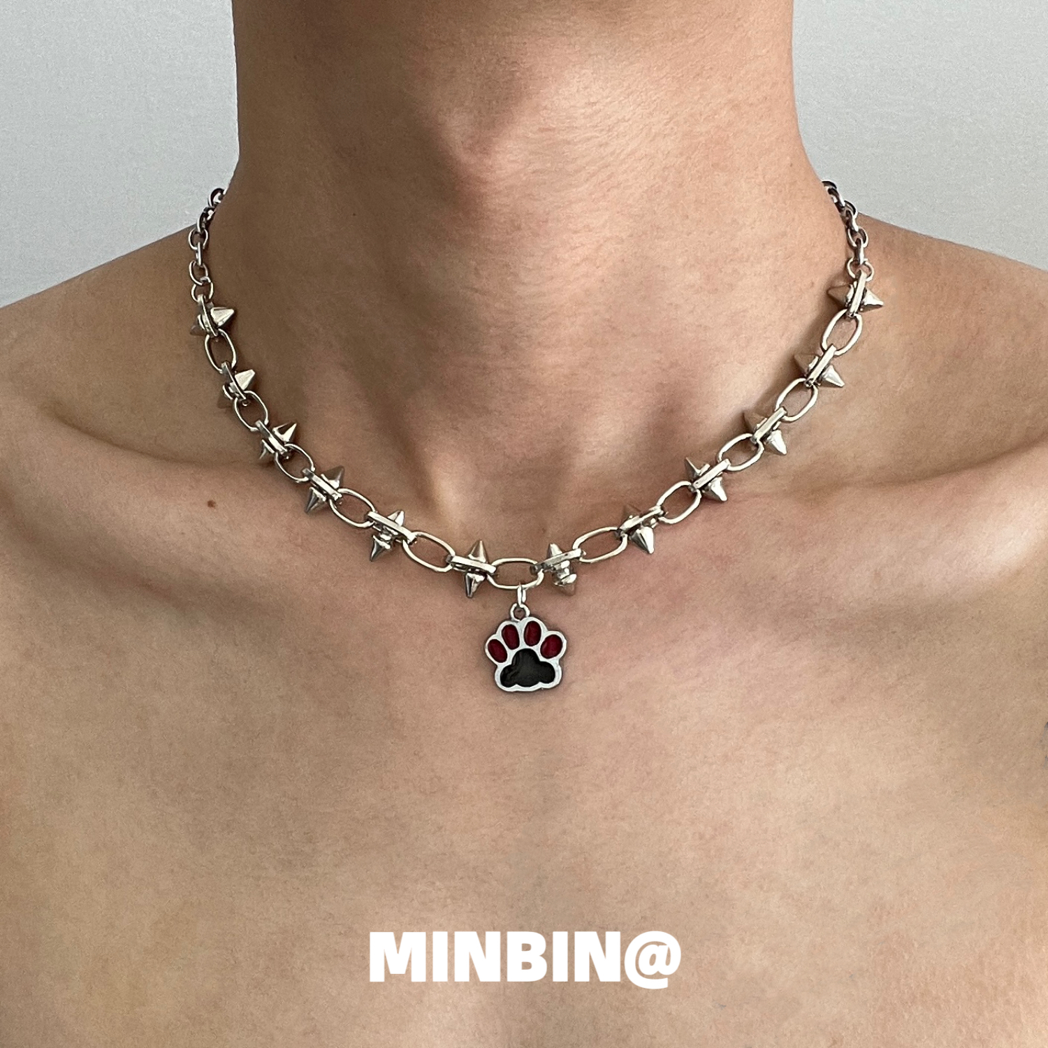 铆钉猫爪朋克项链小众设计