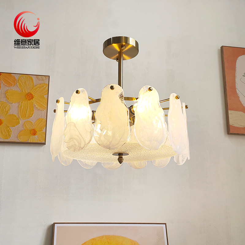 维意 现代简约轻奢云雾葫芦玻璃吸顶灯 美式卧室书房客厅水晶灯具