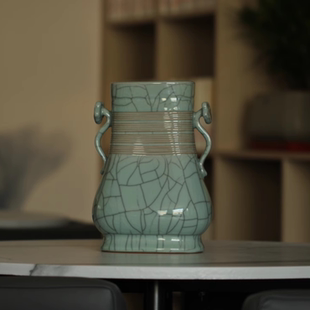 龙泉陶瓷吉祥如意尊省工艺美术大师陈师父作品装饰收藏品摆件礼品