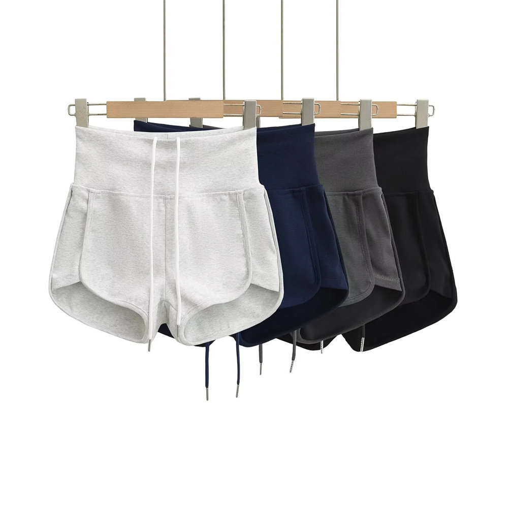 美式辣妹翻边抽绳休闲短裤女夏外穿2025新款修身性感包臀运动热裤