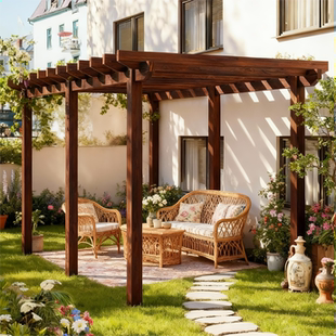 防腐木葡萄架子别墅户外庭院花园爬藤架凉亭院子阳光房木屋小房子