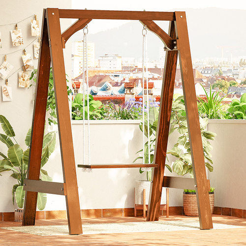 防腐木儿童摇椅单人荡秋千