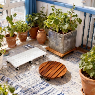 可移动花盆托盘带轮底座长方形滚轮万向轮花托底部垫高带滑轮透气