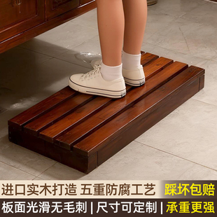 家用卫生间踏步台阶大人踩脚凳防滑木踏板浴室垫脚凳增高垫脚地台