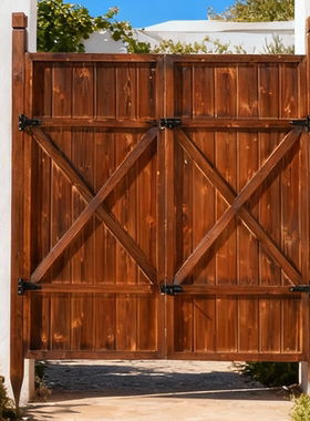 一楼小院子入户花园栅栏门庭院户外护栏门防腐木室外别墅菜园围栏