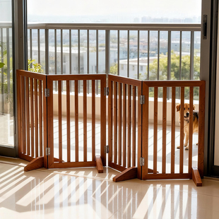 实木围栏防护栏宠物阳台狗狗隔离门栅栏防猫挡板拦猫阻咪拦门栏杆