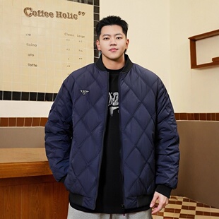 2025冬季棉袄菱形棉衣宽松美式复古棒球服情侣棉服加绒加厚外套