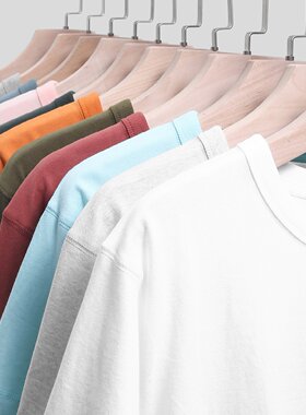300g重磅纯棉白色短袖t恤男纯色碳素磨毛美式vintage打底白tee