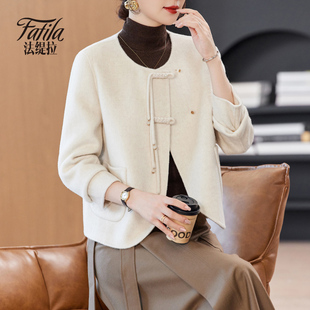 白色双面羊绒大衣女短款秋冬新款小个子手工双面呢羊毛呢外套女