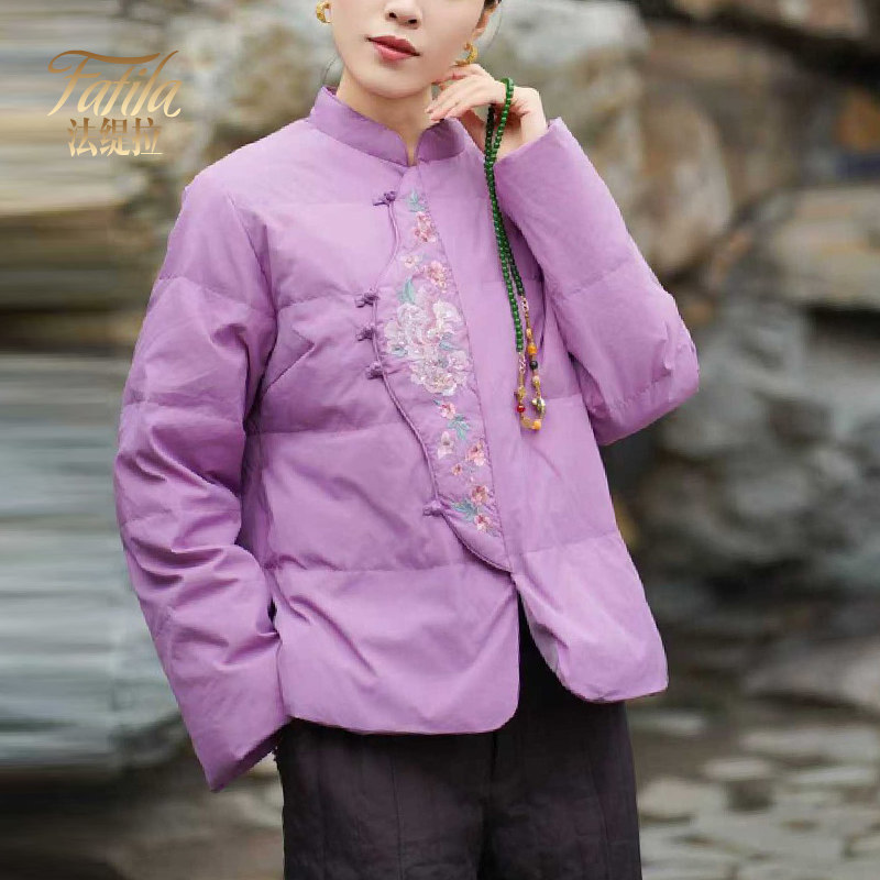 复古新中式轻薄羽绒服女短款新款刺绣汉服改良版加厚外套洋气妈妈,女装/女士精品,羽绒服,淘宝优惠券,粉丝福利购,淘宝优惠卷