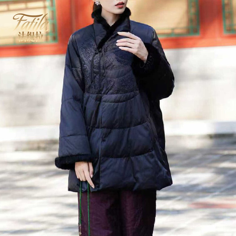 新中式轻薄羽绒服女中长款2025冬装新款宽松洋气妈妈改良版妈妈装