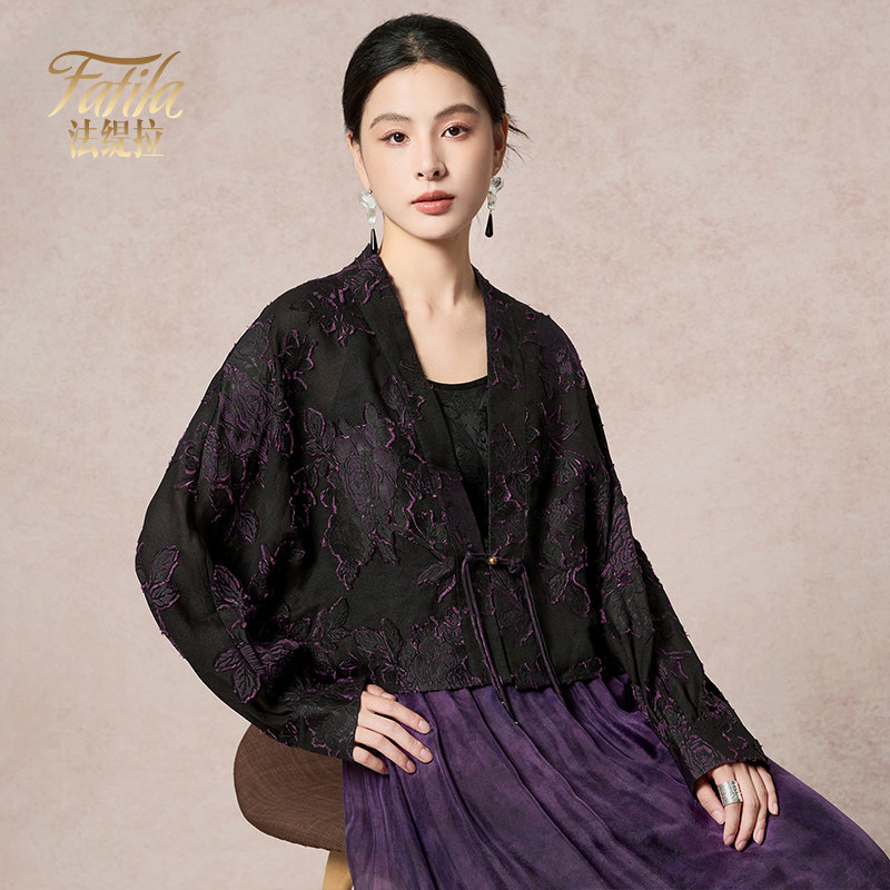 新中式国风真丝外套女短款春夏