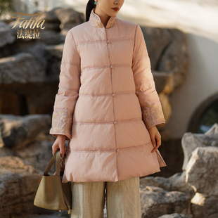 时尚新中式轻薄羽绒服女中长款冬装新款2025改良版汉服冬装外套女