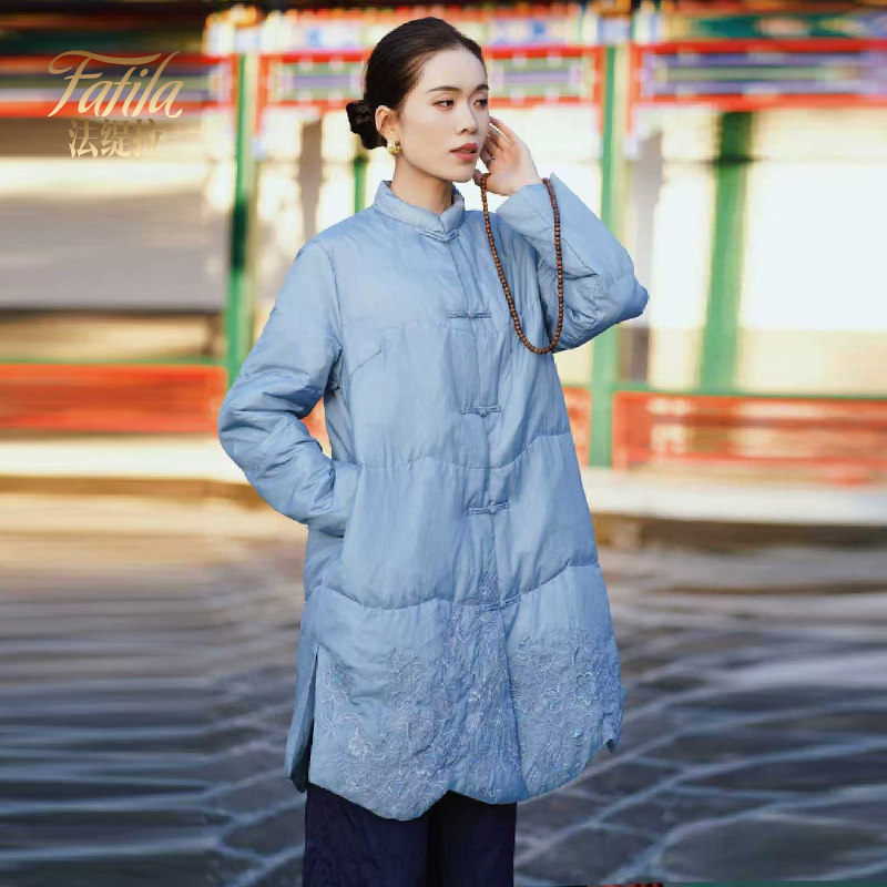 轻薄刺绣羽绒服女中长款冬装新款加厚保暖汉服外套复古新中式上衣,女装/女士精品,羽绒服,淘宝优惠券,粉丝福利购,淘宝优惠卷