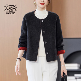 高端双面零羊绒大衣女短款秋冬新款2025韩版手工双面呢羊毛呢外套