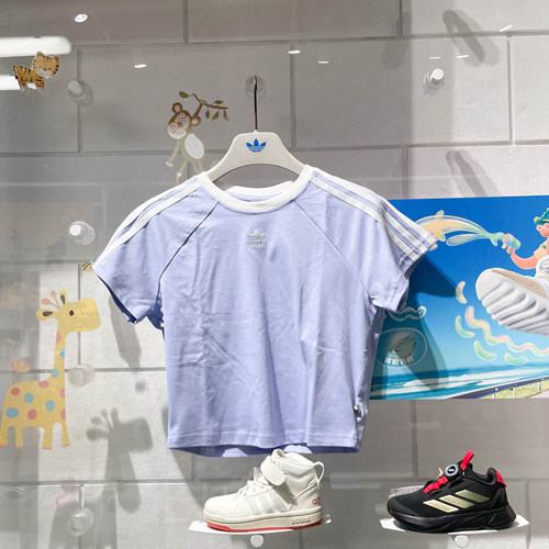 阿迪达斯三叶草女装2024夏季新款运动短款休闲百搭短袖T恤 JC8706