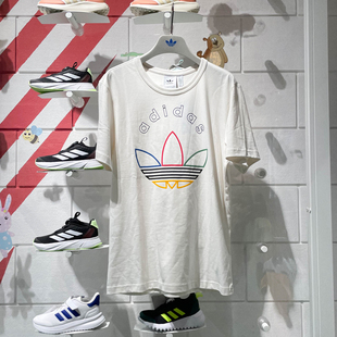 阿迪达斯三叶草男款2024秋季新款纯棉运动休闲圆领短袖T恤 JD3256