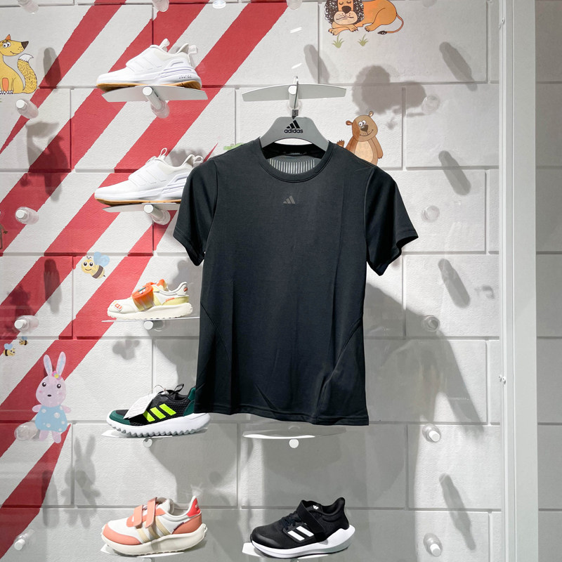 阿迪达斯女装2024夏新款速干运动短袖跑步健身圆领休闲T恤 IU1123