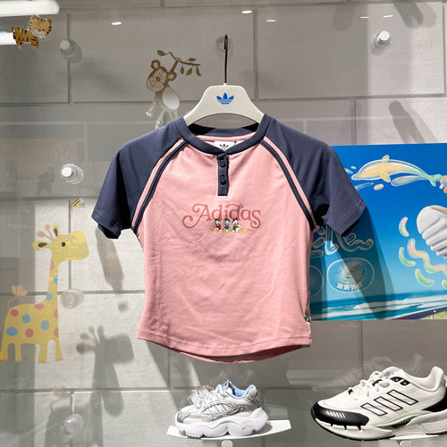 阿迪达斯三叶草女装2024秋季新款迪士尼联名款纯棉印花短袖JP1429