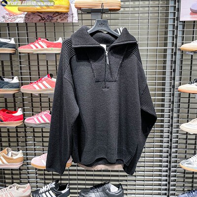 阿迪达斯三叶草男子2026春新款运动休闲针织毛线卫衣套头衫KS5340