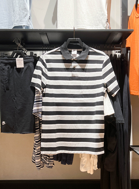 耐克男装2024夏季新款经典条纹短袖POLO衫运动休闲T恤 FN3897-010