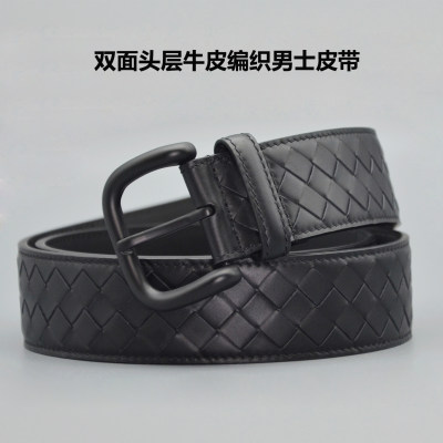 新款真皮编织皮带男牛皮针扣腰带