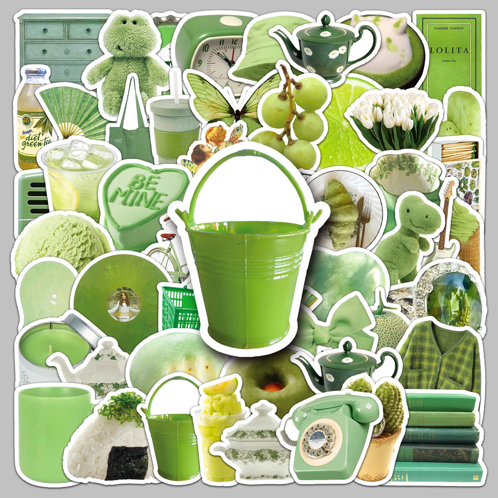 50张绿色ins风手账贴纸Cute sticker清新简约DIY手机电脑装饰