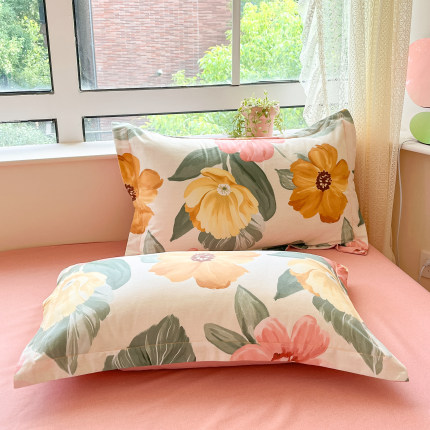 简约纯棉枕套一对装100全棉磨毛加厚单人枕芯套枕头套48cmx74cm