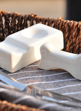 创意骨瓷筷架汤匙托筷枕陶瓷创意日式白色筷子架酒店摆台餐具家用