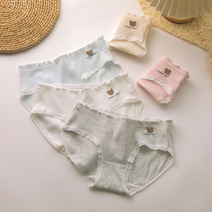 卡通萌熊婴儿棉少女内裤 头 抗菌纯棉内裆透气中腰包臀学生三角裤