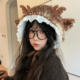 森女日系麋鹿圣诞节装 扮毛绒蕾丝边鹿角可爱加厚保暖护耳耳罩发带
